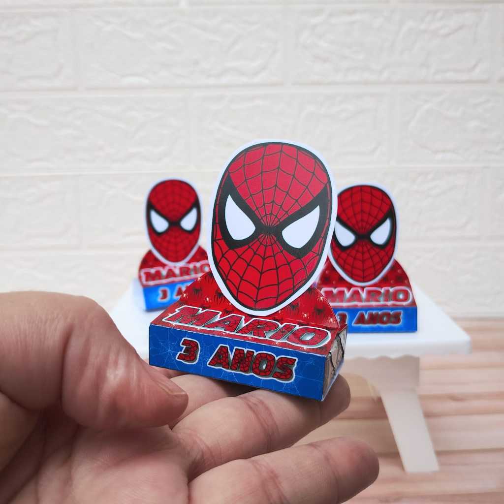 Porta-Bis Duplo Homem Aranha  Personalizado - Lembrancinhas para Festa Infantil - Papel fotografico