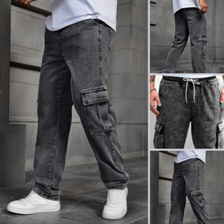 Calça Cargo larga Unisex Larga Skate,Casual estilo Cordão de Ajuste em Oferta na Shopee