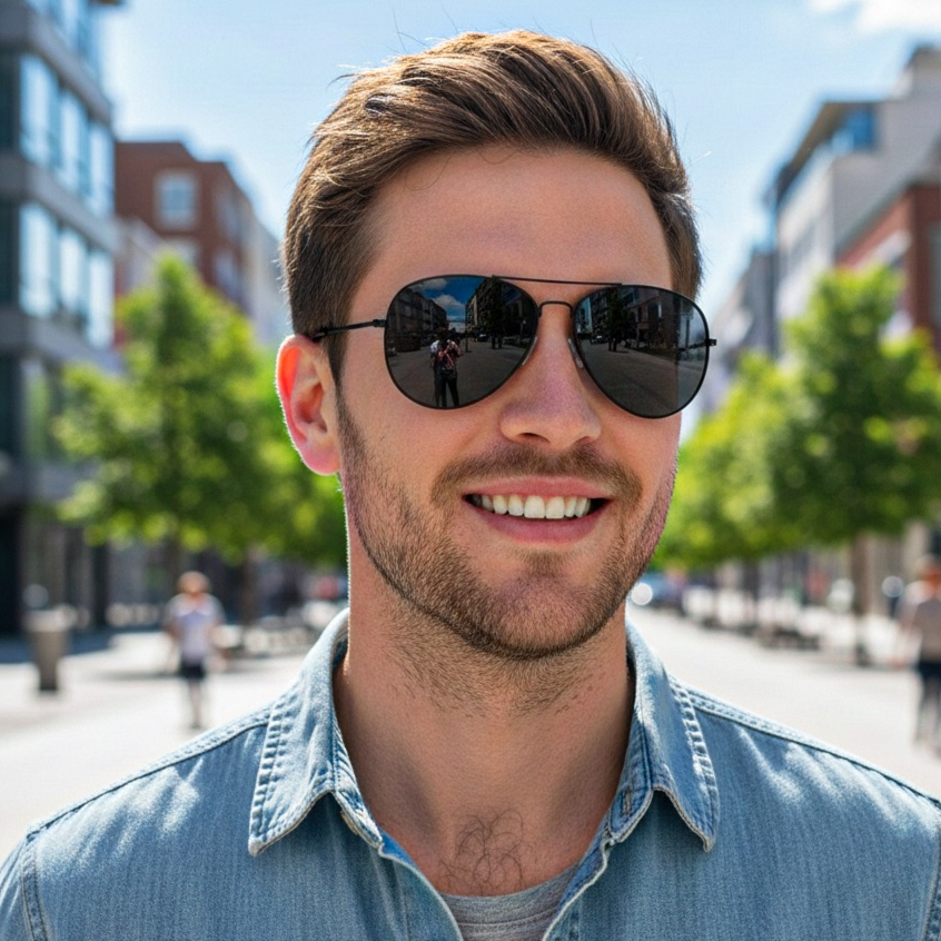 Óculos de Sol Masculino Clássico Aviador Estiloso Verão Proteção UV400