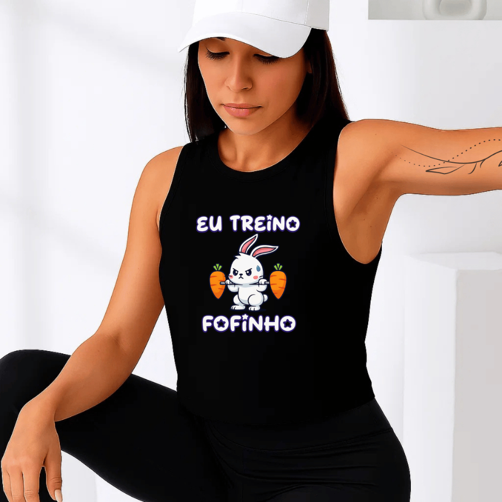 Regata Feminina Estampada Cavada Blusa Academia Treino Algodão 100% Confortável Coelho Fofo Verão GYM