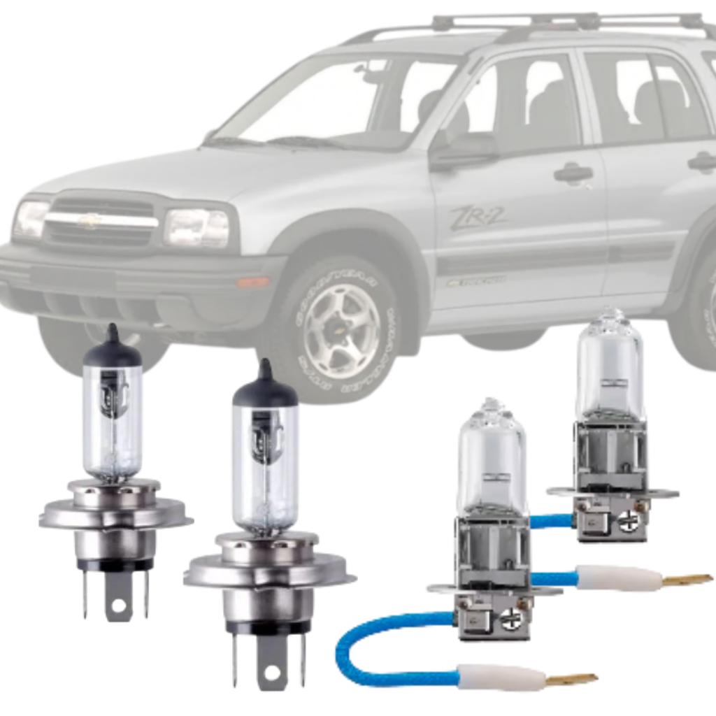 Kit Lampadas Halógenas 12V Chevrolet Tracker 2001 2002 2003 2004 2005 2006 2007 2008 Farol Alto Baixo Milha