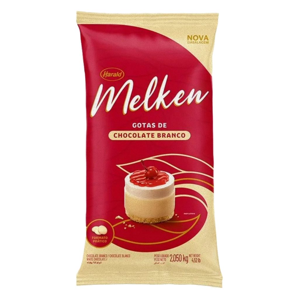 Chocolate Melken Gotas Sabor Chocolate Branco Nobre 2,050kg Harald