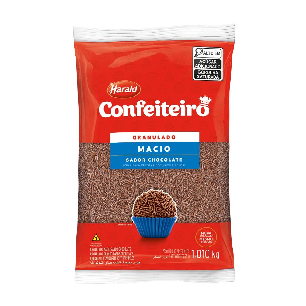 Granulado Macio Sabor Chocolate Confeiteiro 1,010kg Harald