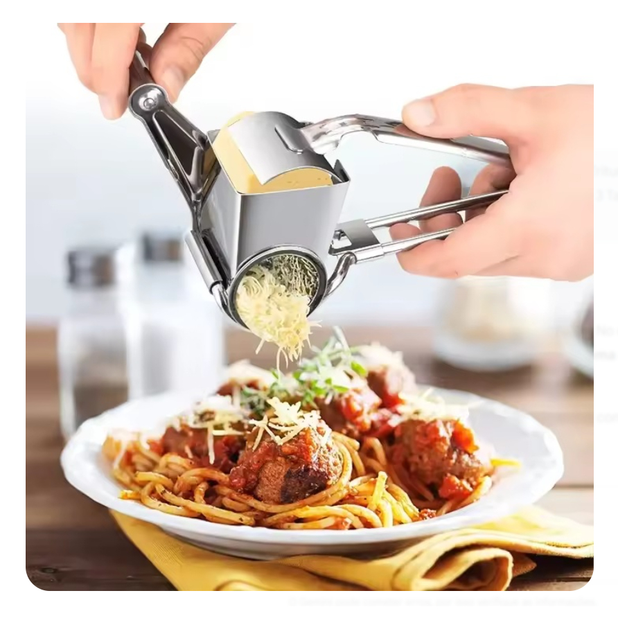 Ralador Profissional de Queijo Inox Manual Rotativo 3 Tambores Fatiar/Ralar/Triturar Queijos, Nozes, Legumes e Chocolate em Oferta na Shopee