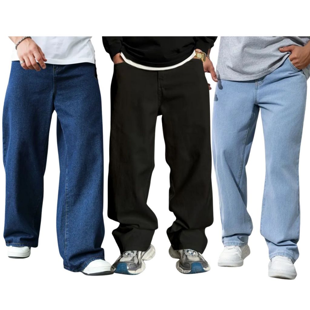 Kit 3 Calça jeans balão Masculina  dazzling boca larga estilo skateVenda direta da fábrica oferta por tempo limitado