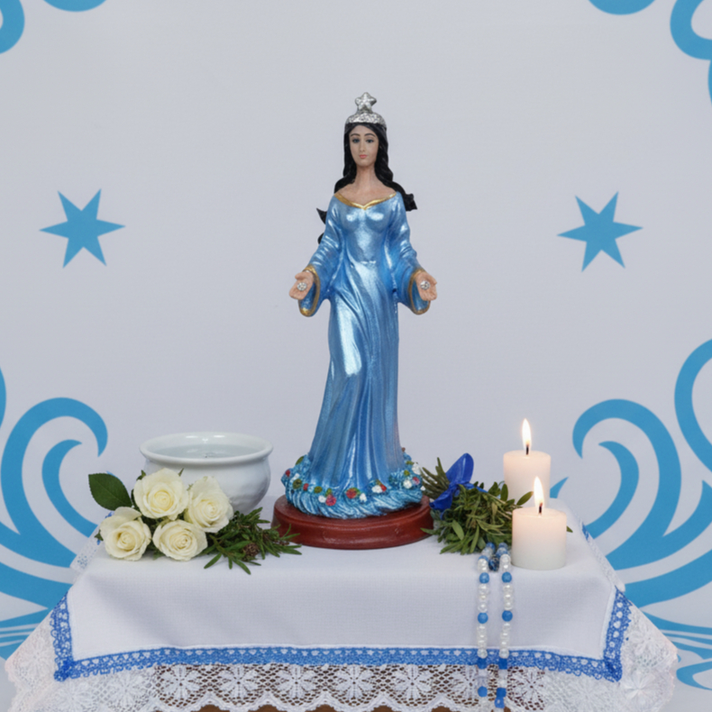 Imagem Iemanjá Orixá em Resina 15cm Miniatura Umbanda Rainha das Águas Decoração em Oferta na Shopee