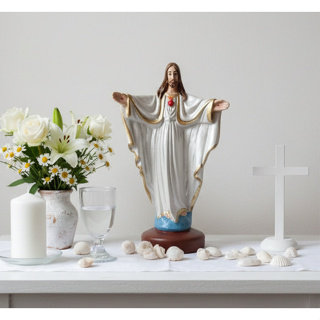 Imagem Jesus Oxalá braços abertos 15cm imagem de Jesus Oxalá de resina decorativo altar umbanda em Oferta na Shopee