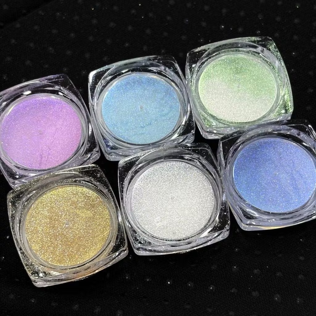 Kit 6x Pó Sereia Asa Borboleta Unhas Gel Encapsulada Glitter