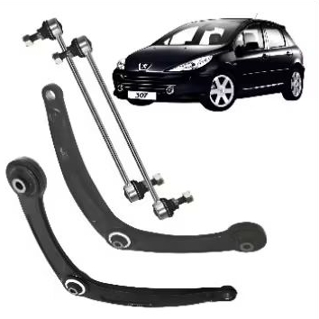 Kit 2 Bandeja + 2 Bieleta Peugeot 307 Citroen C4 Pallas Picasso Lado esquerdo e direito
