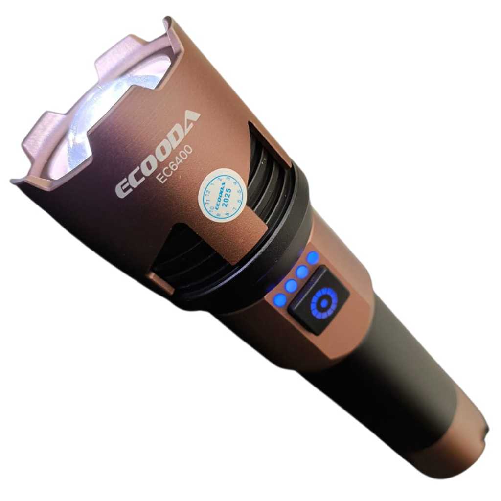 Lanterna Tática Recarregável USB-C LED Laser Super Potente Foco Ajustável Resistente à Água EC6400