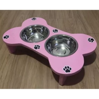 Comedouro Bebedouro Duplo Elevado Artesanal Formato de Osso.*MDF* em Oferta na Shopee