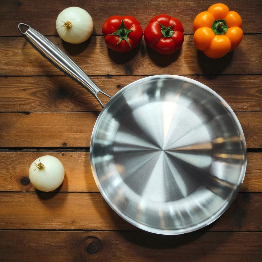 Frigideira Inox 304 Fundo Triplo 16/20/24/28/ 30cm Linha Premium Profissional