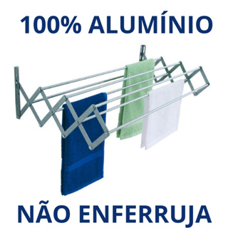 Varal de Parede Dobrável Sanfonado 100% Aluminio Não Enferruja em Oferta na Shopee