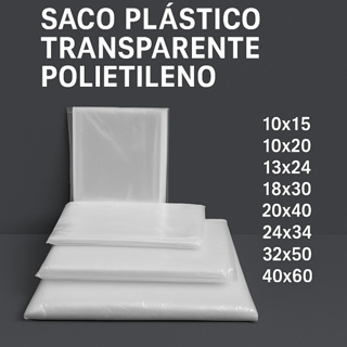 100 UNID. Saco Plástico PE Transparente em Oferta na Shopee
