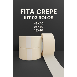 KIT 03 ROLOS FITA CREPE BRANCA 48MM 24MM 18MM em Oferta na Shopee