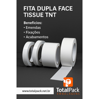 Fita Dupla Face Papel Tissue Alto Tack 30 Metros em Oferta na Shopee