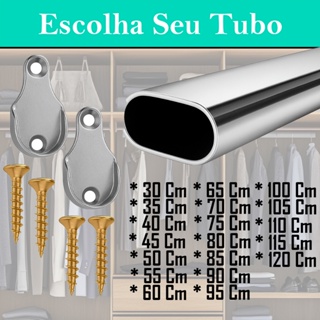 Tubo Cabideiro Personalizado Oblongo  Aço Cromado Premium P/ Closet Reforçado (Alta Durabilidade) em Oferta na Shopee