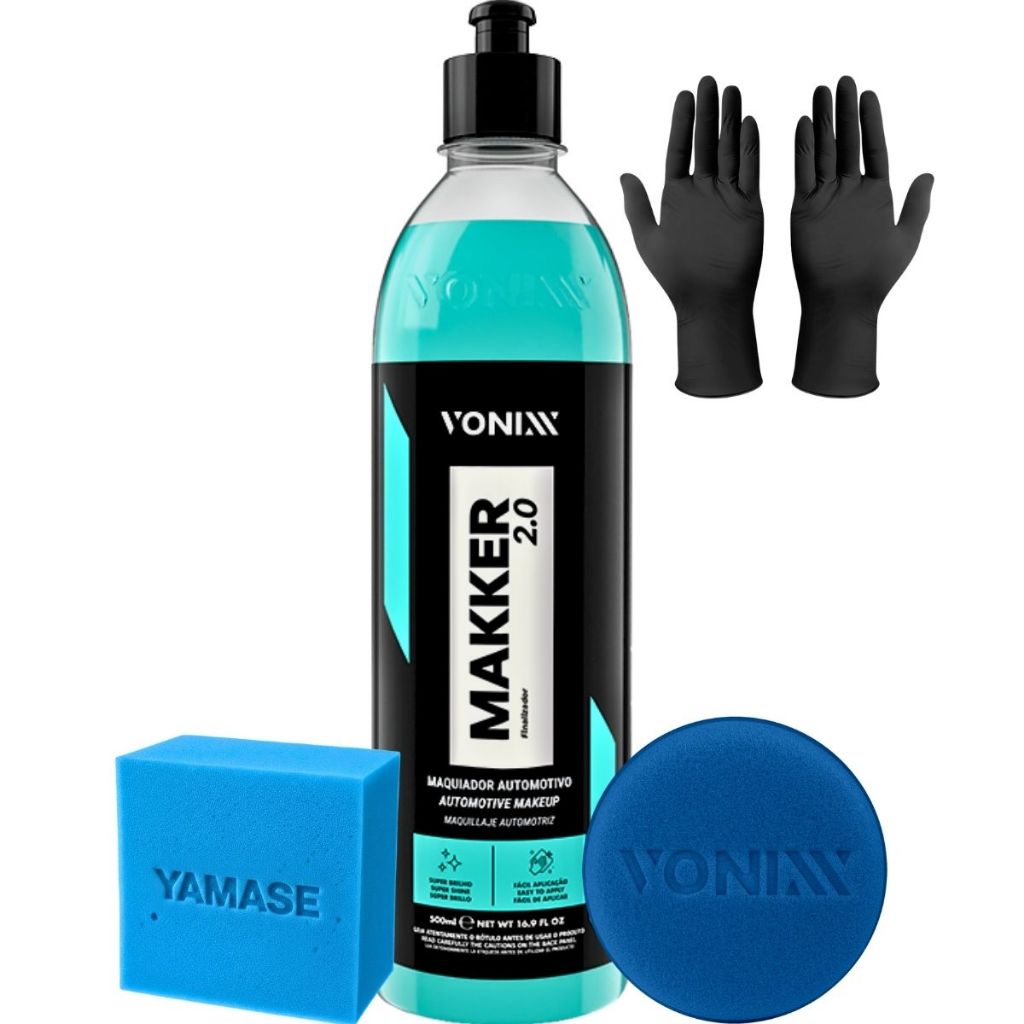 Makker Maquiador Automotivo Renova Pintura Defeitos Luva Nitrilica + Aplicador Vonixx + Esponja Azul em Oferta na Shopee