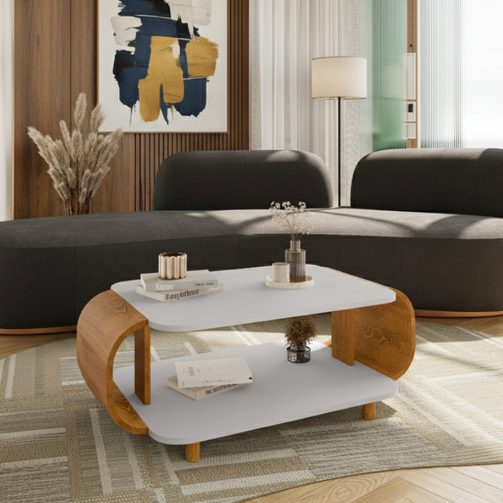 Mesa de Centro Floripa Com Design Moderna Pés em Madeira Maciça Para Sala ou Decoração - N&T em Oferta na Shopee