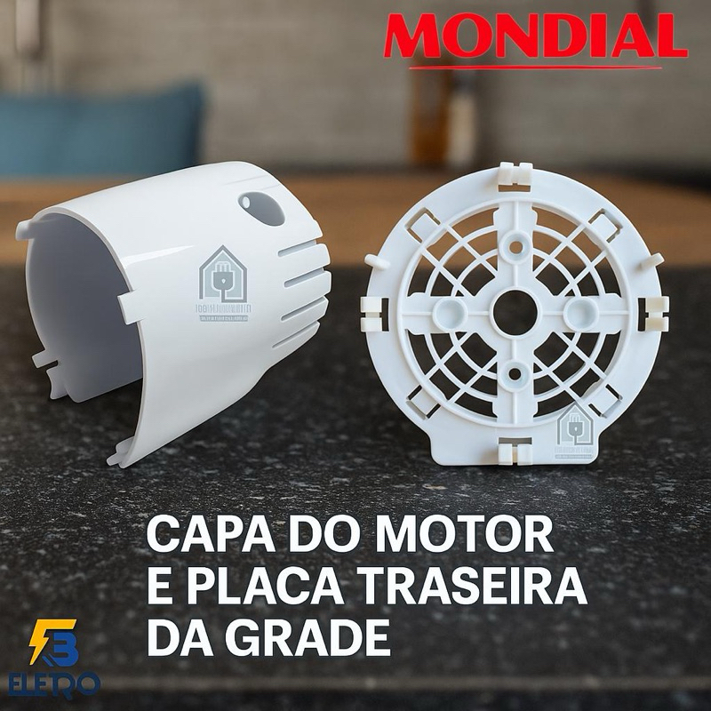 Placa Traseira da Grade e Capa do Motor para Ventilador Mondial 30cm e 40cm Original Brancas ( Turbo Maxxi, Premium )