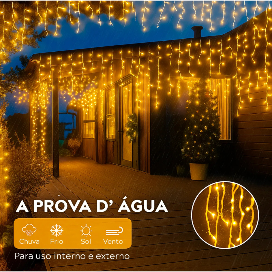 Cascata 400 Led's Decoração Natal Festas 10m Fixo 110v/220v