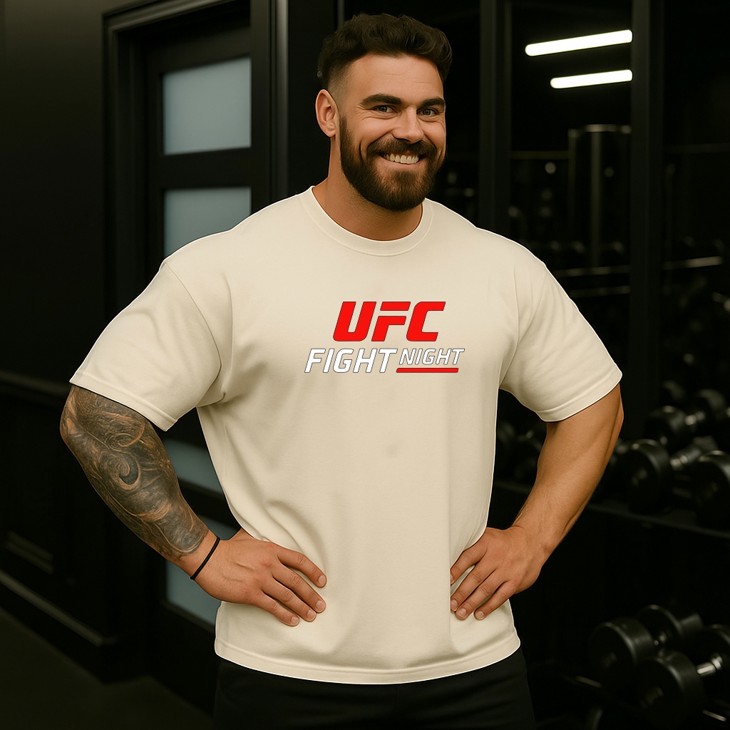 Camiseta Oversized Algodão FIGHT NIGHT Treino Academia Musculação Esportes