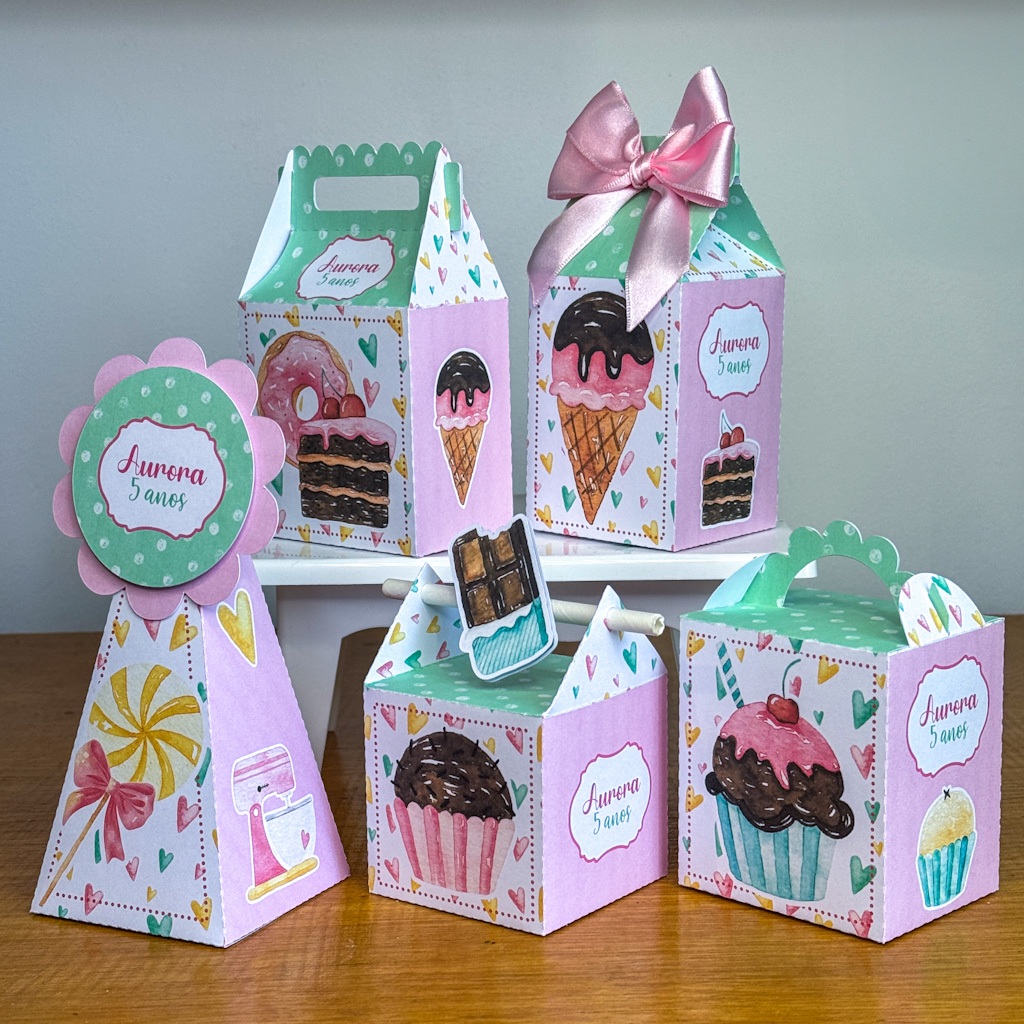 Kit Festa  Personalizado Confeitaria - PEGUE E MONTE  Personalizados | Lembrancinhas | Caixas | Aniversário