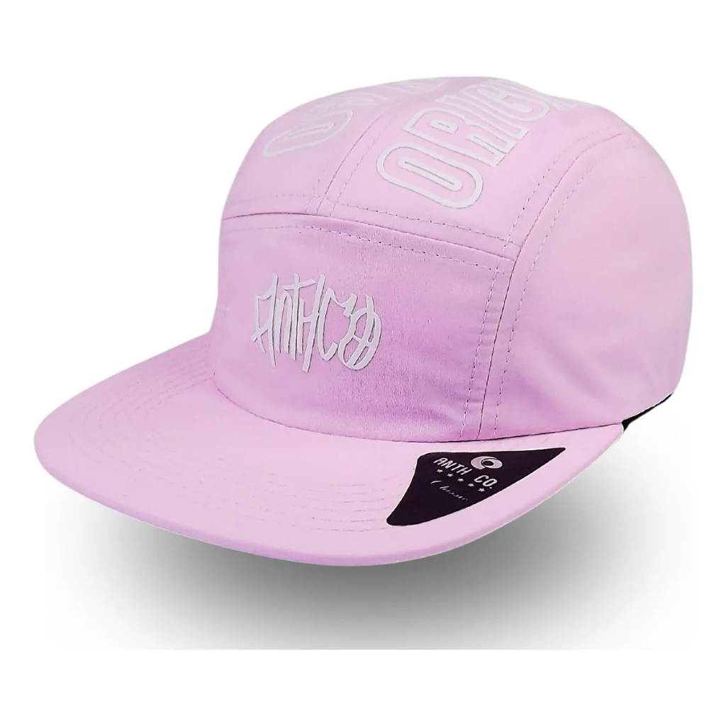 Boné Masculino Five Panel Aba Reta Modelo Aberto Strapback Rosa Anth co Originals