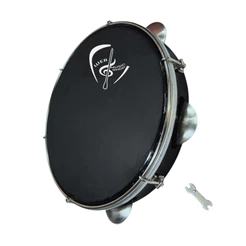 Pandeiro Profissional Pele Preta Abs 10 pol. - 6 Pares de Platinelas WBS