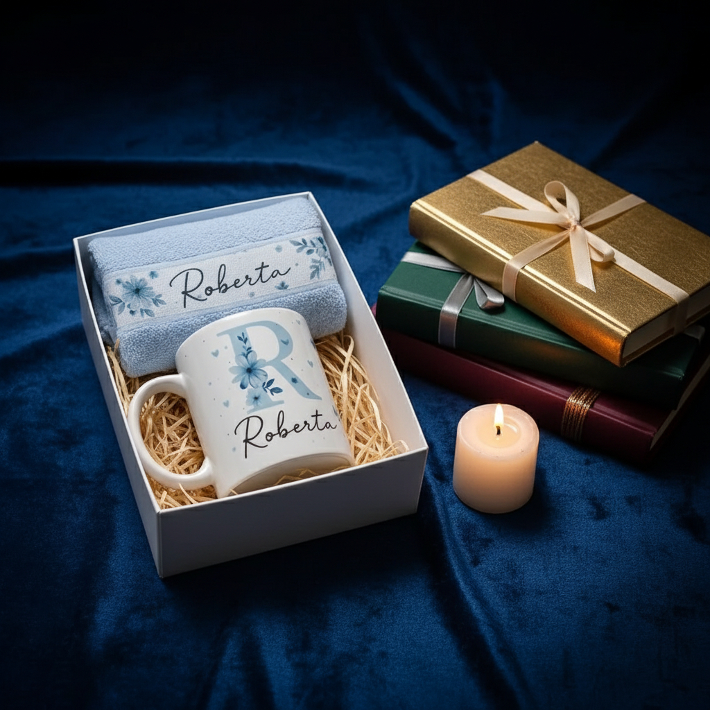 Kit Caneca Personalizada + Toalhinha Presente Criativo Amiga Lembrancinha Festa Aniversário Noivado Casamento PRESENTE