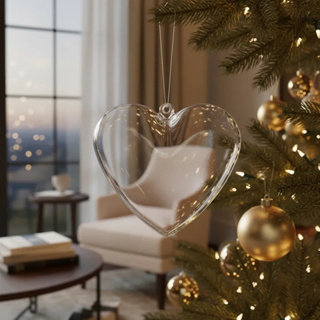 10 Coração De Acrílico Natalino Porta Fotos Natal Esfera em Oferta na Shopee