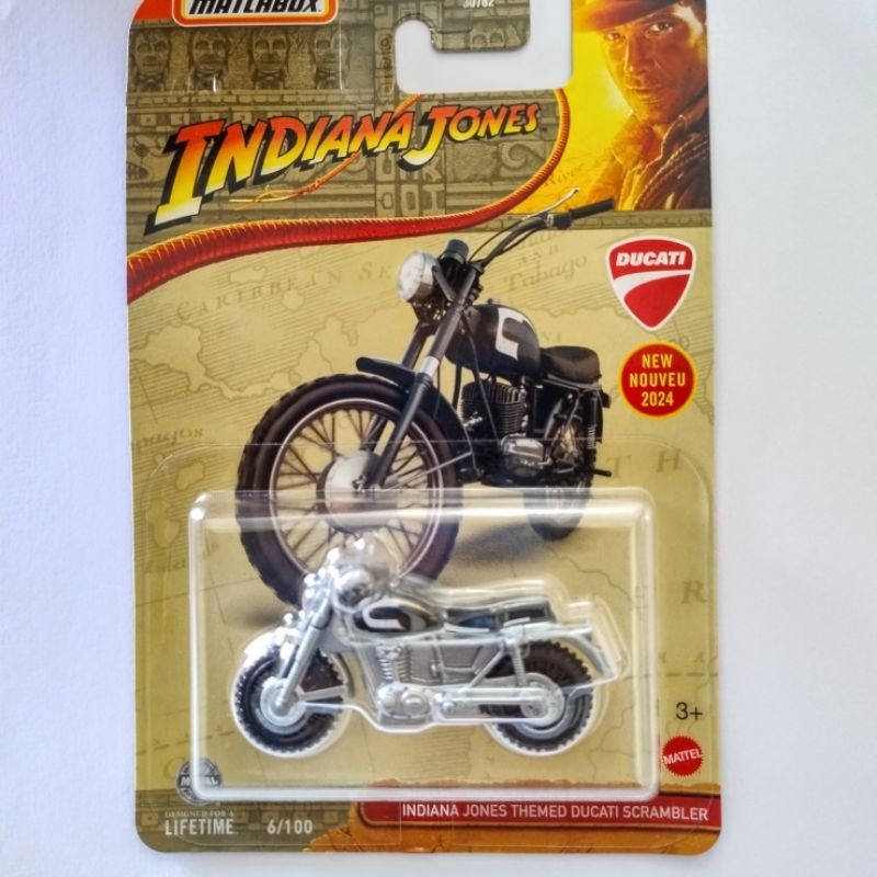 Matchbox Indiana Jones Themed Ducati Scrambler HVL10 | Moto Miniatura Die-cast cx2