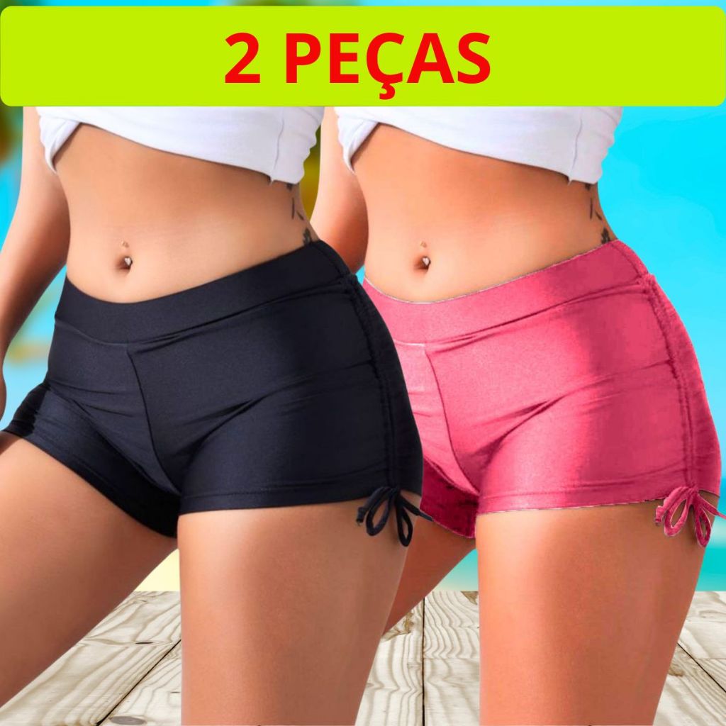 Shortinho de nadar Feminino Sunkini Praia com Proteção UV50+ Verão