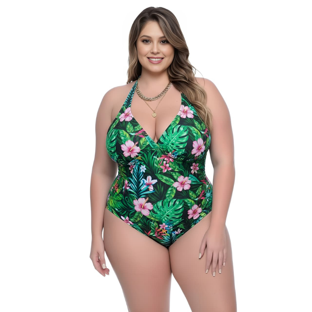 Maiô Bore Plus Size Roupa De Banho Sustentação Com Bojo