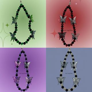Phone Strap Borboleta - Chaveiro de Celular pingente de borboletas Dark miçanga colorida Phone Strap em Oferta na Shopee