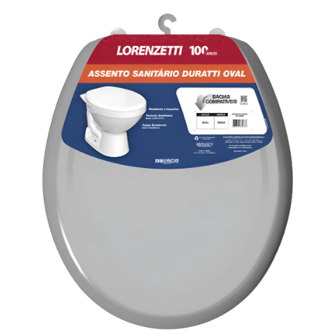 Assento Sanitário Tampa Vaso Duratti Cinza Oval Lorenzetti