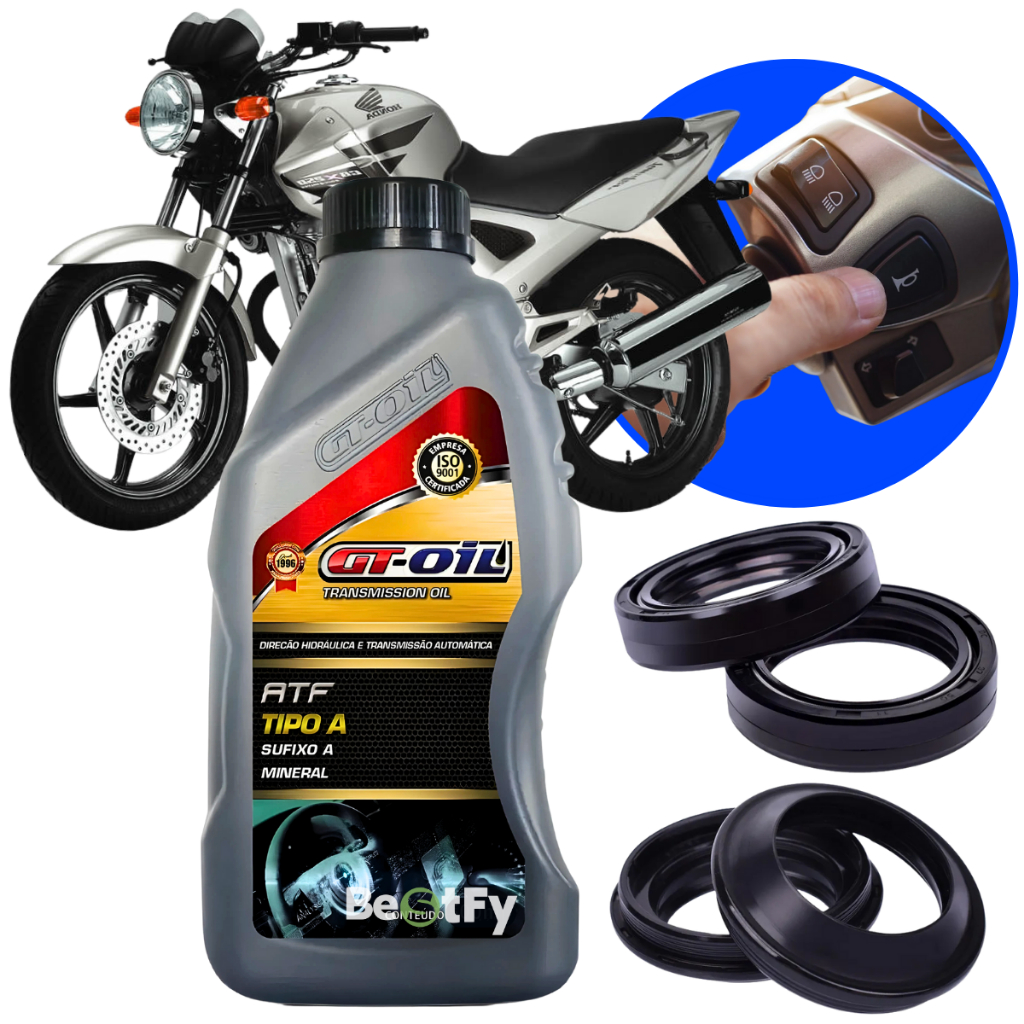 Kit Retentor Bengala + Guarda Po + Oleo ATF Suspensao Cbx250 Twister Cb300 Fazer250 Xr200 Crf230 Nx2