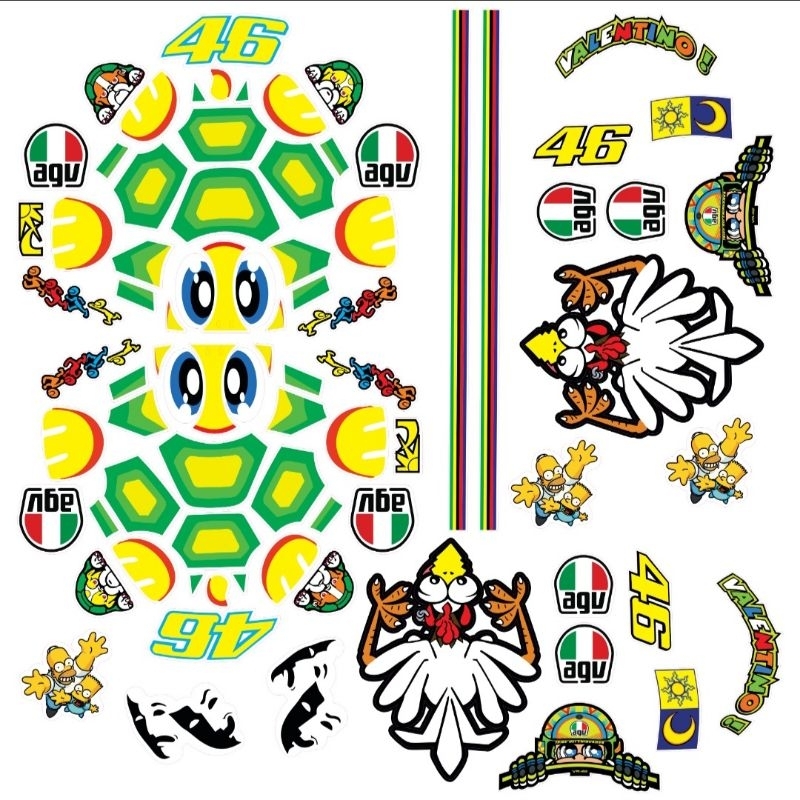 Folha de Adesivos AGV – Estilo Valentino Rossi (MotoGP)