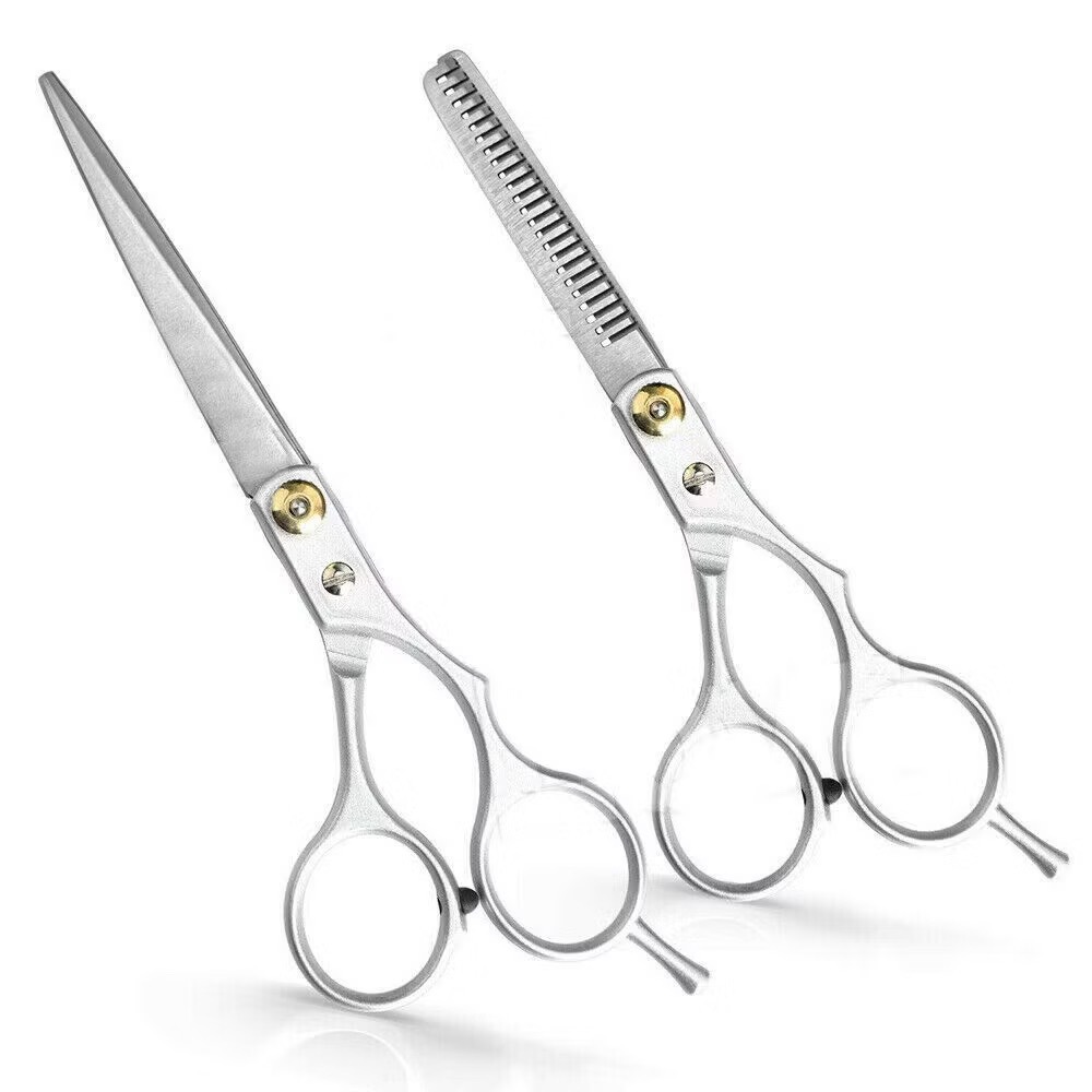 Kit 2 Tesouras Semi Profissionais Fio Navalha 6.0 e Desfiadeira 6.0 Prata em Oferta na Shopee