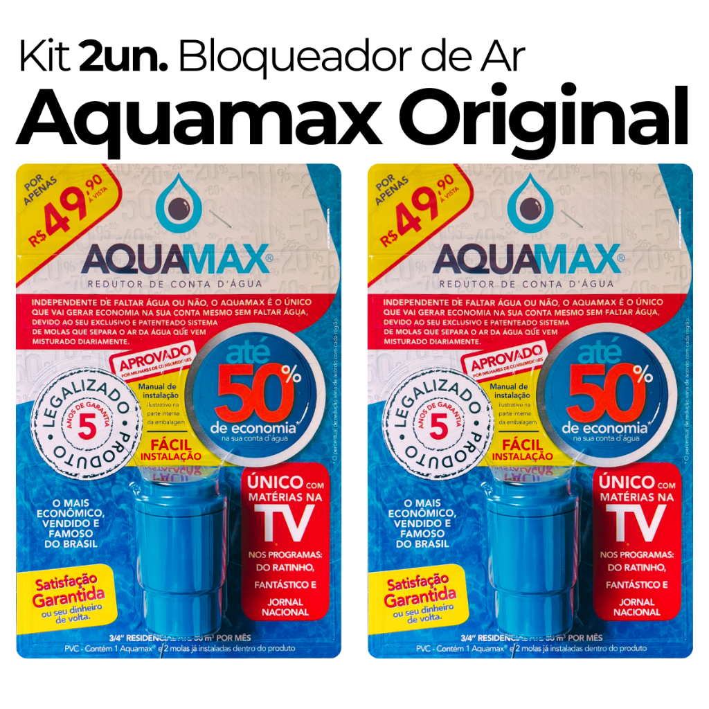 Kit 2un. Bloqueador De Ar Redutor De Conta D'água - Aquamax Original