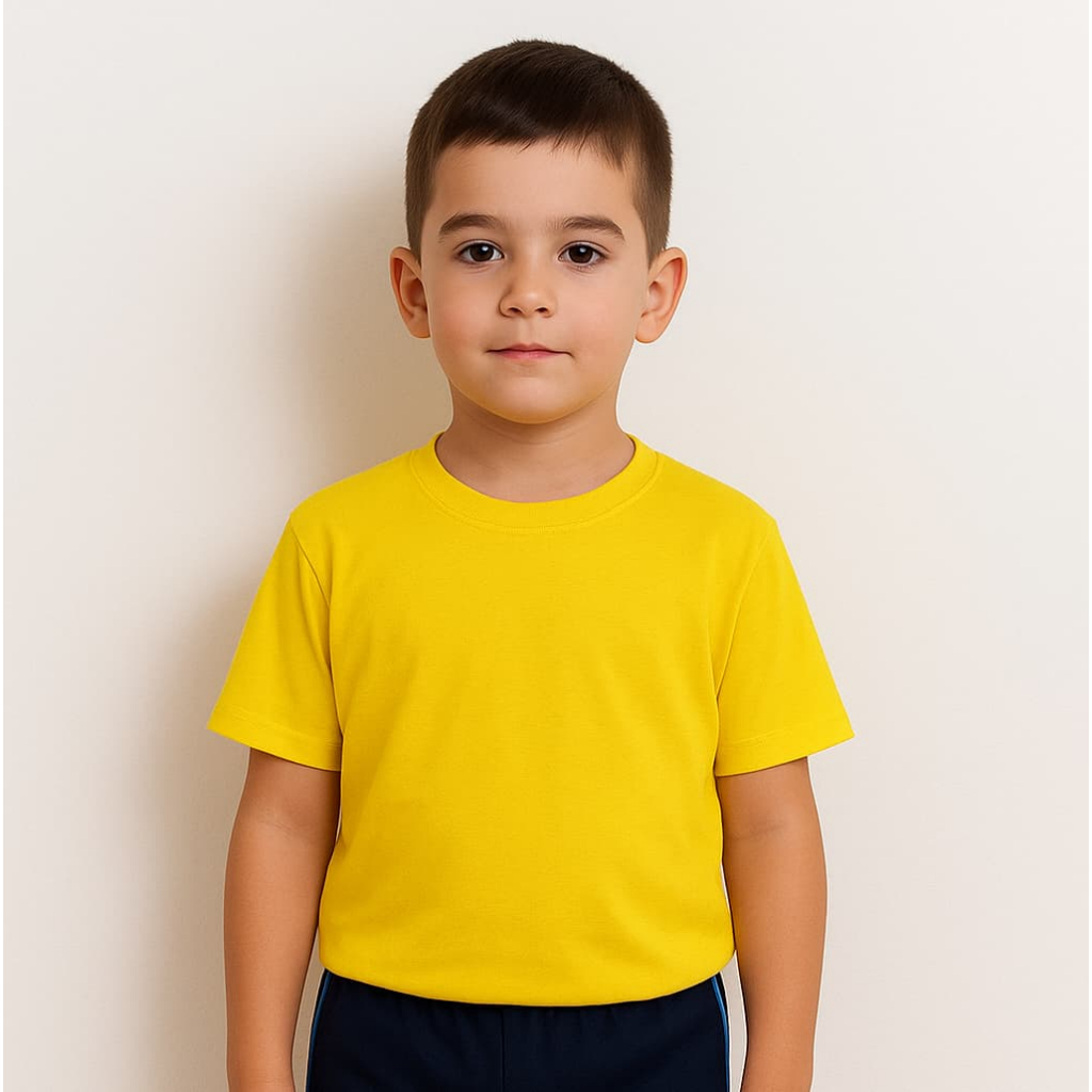 Kit com 2 Camisetas Camisas Infantil Juvenil Criança Amarela Unissex Lisa Malha 100% Poliéster — imagem 2 de 2