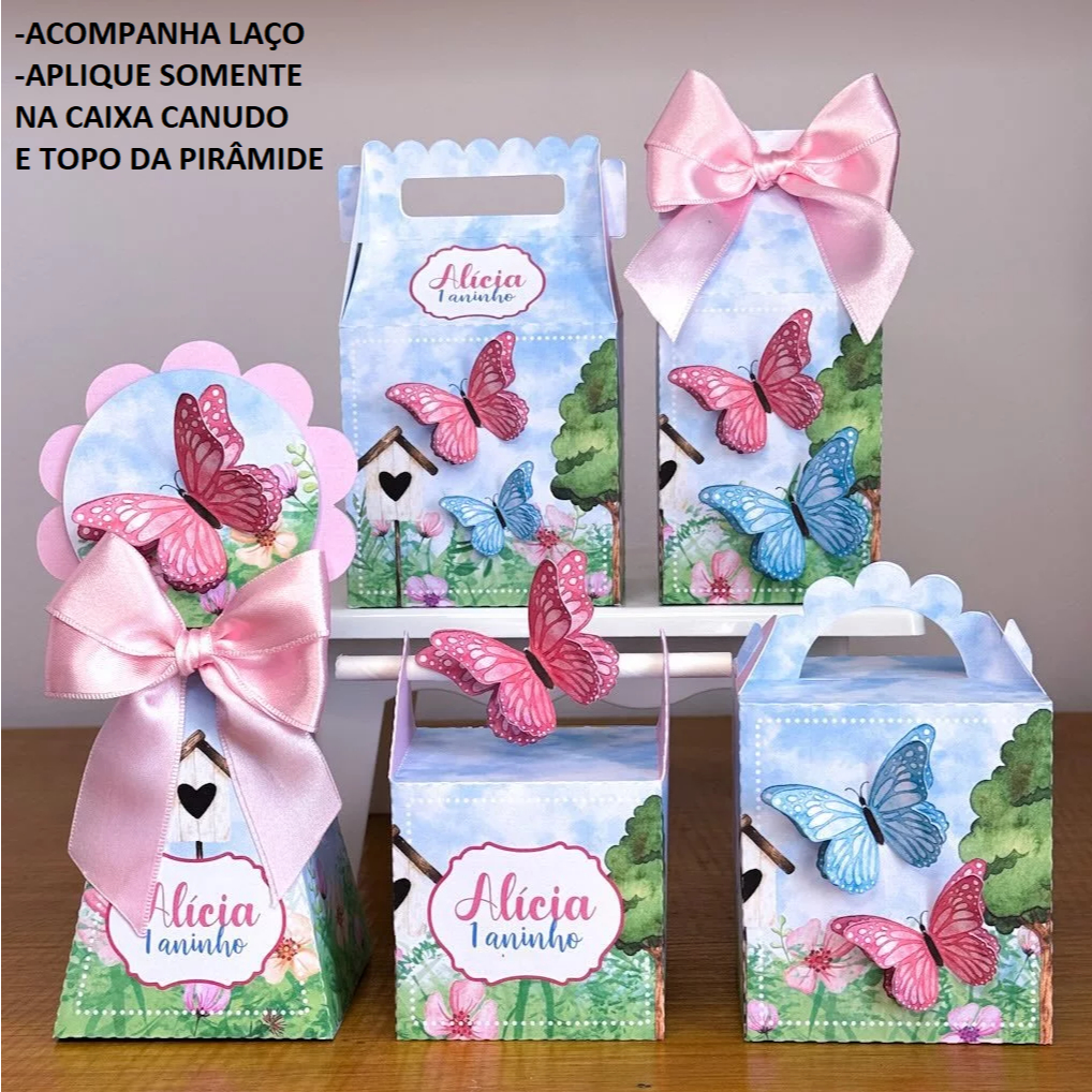 kit festa Personalizados Jardim Das Borboletas ,Pegue e Monte Caixinha Personalizadas,Lembrancinhas Aniversário