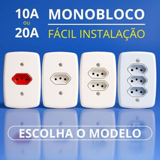 Tomada 10a 20a Amperes Simples Dupla Tripla Branca 4X2 Pluzie em Oferta na Shopee