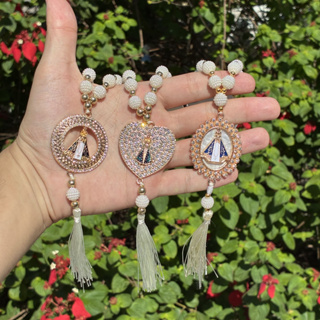 Terço Dezena Retrovisor Carro Nossa Senhora São Bento Metal Kit Atacado Adorno Chaveiro em Oferta na Shopee