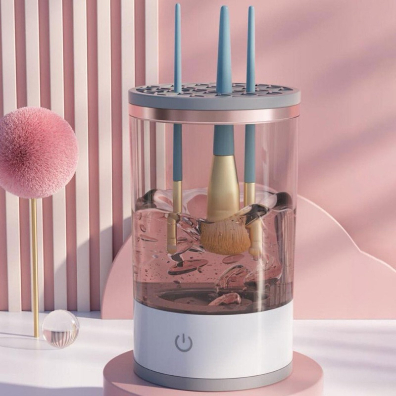 Limpador Elétrico de Pincéis e Esponjas de Maquiagem USB – Recarregável, Automático, Lava, Seca e Armazena – Bivolt