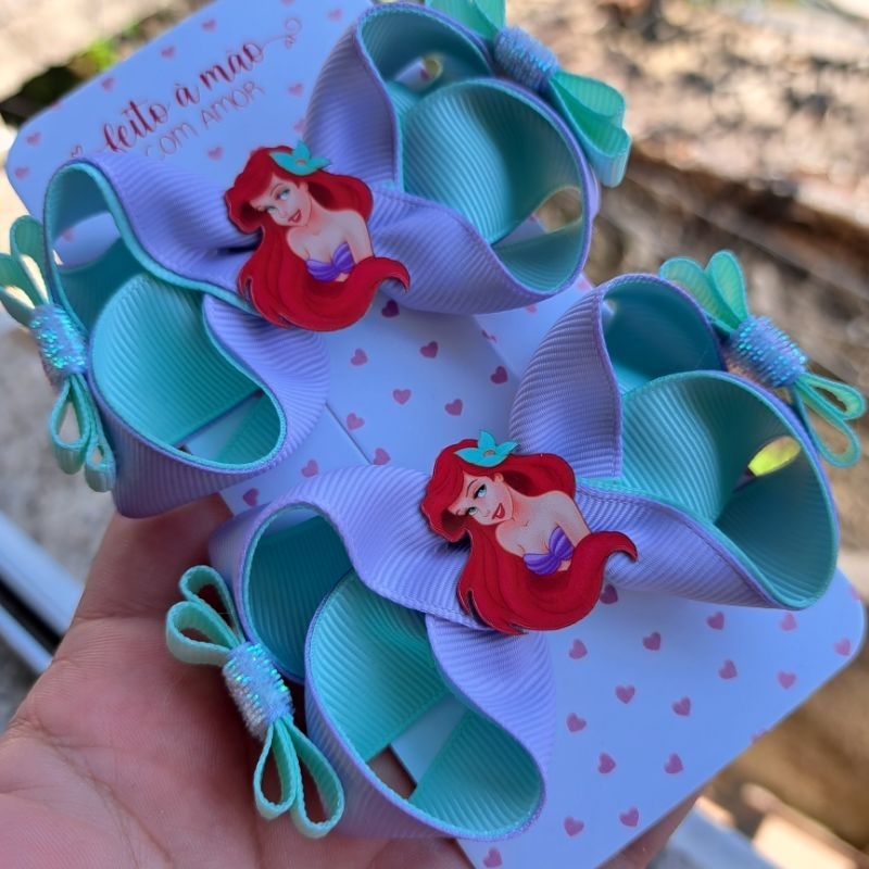 Laço Ariel, laço fundo do mar, laço sereia em Oferta na Shopee