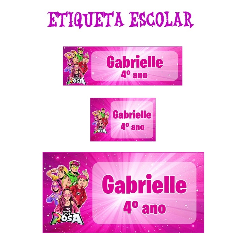 Etiqueta Escolar EMILLY VICK  DOS ROSA Kit com 100 unidades em 3 tamanhos diferentes em Oferta na Shopee