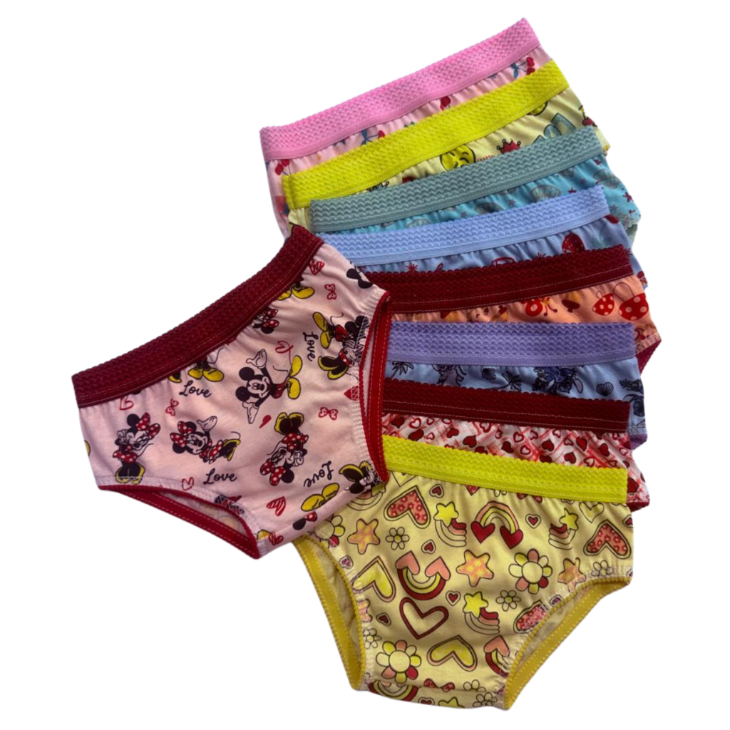 Kit 15 Calcinhas Infantil Criança algodão Estampada Cós Elástico