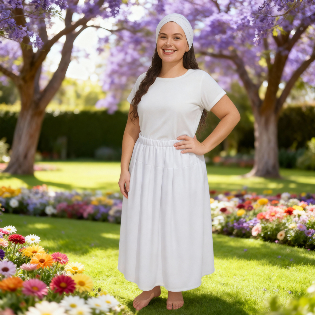 Roupa de Ração Umbanda Feminino Candomblé Conjunto 2  peças  Saia + Pano de Cabeça (OJA) Luxo FULL