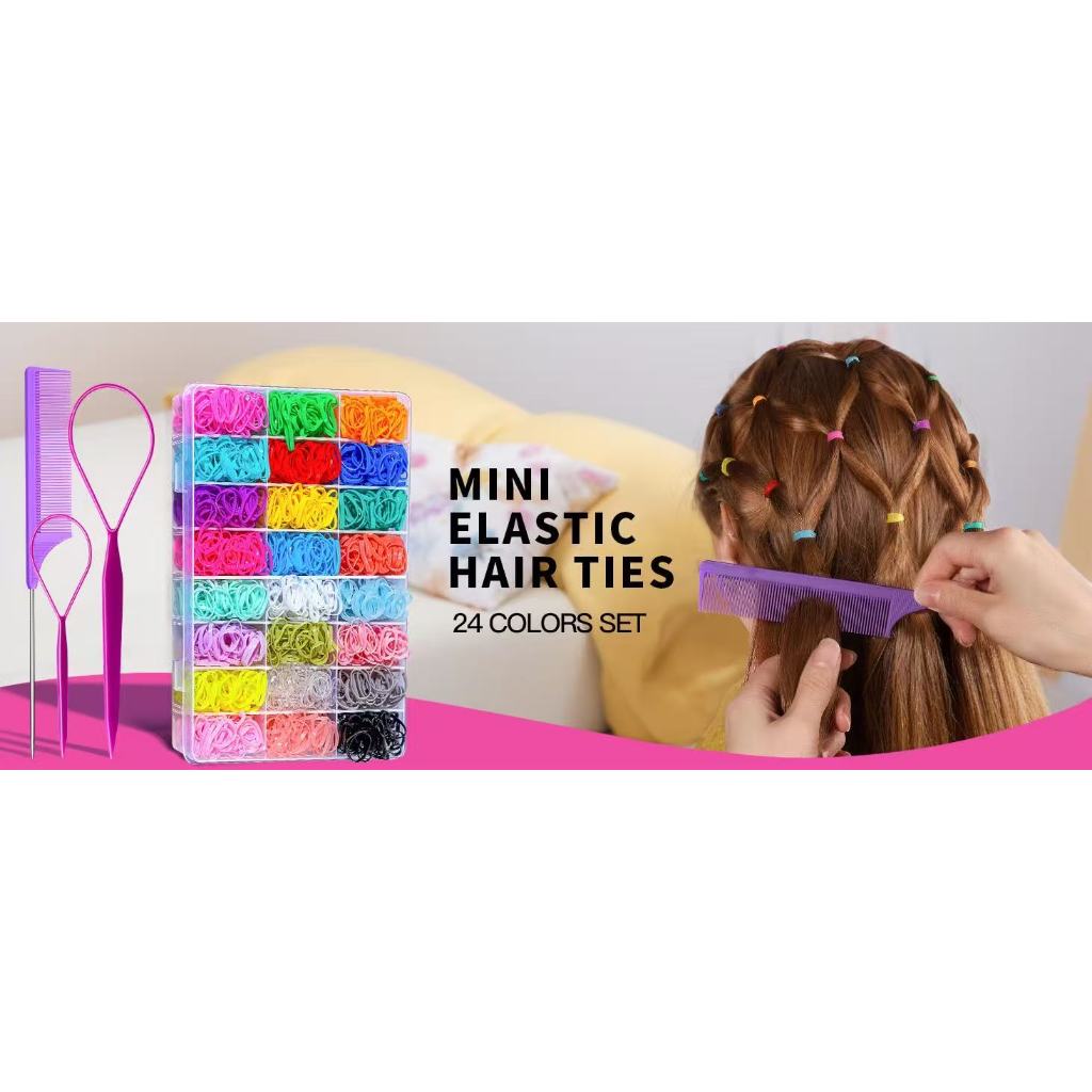 🎀 Kit Completo de Elásticos Coloridos e Acessórios para Penteado  💇‍♀️ Transforme seus penteados em Oferta na Shopee
